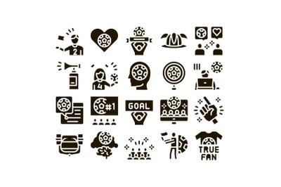 Soccer Fan Attributes Glyph Set Vector