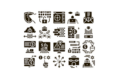 Pentesting Software Glyph Set Vector