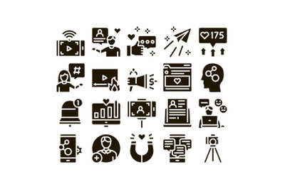 Blogger Internet Social Channel Icons Set Vector