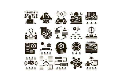 Hackathon Development Glyph Set Vector