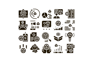 Product Manager Work Glyph Set Vector