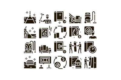 Carpet Cleaning Washing Service Icons Set Vector