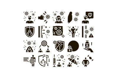 Immunity Human Biological Defense Icons Set Vector