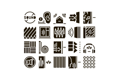 Soundproofing Building Material Icons Set Vector