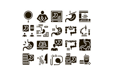 Gastroenterology And Hepatology Icons Set Vector