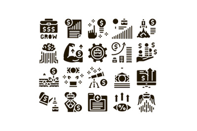 Business Growth And Management Icons Set Vector