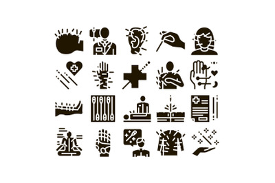 Acupuncture Therapy Glyph Set Vector