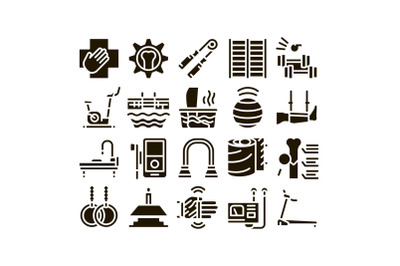 Physical Therapy And Recovery Icons Set Vector