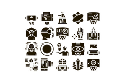 Simulation Equipment Glyph Set Vector