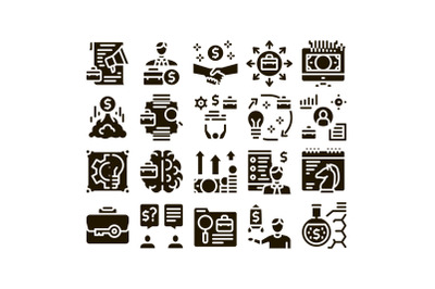 Entrepreneur Business Glyph Set Vector