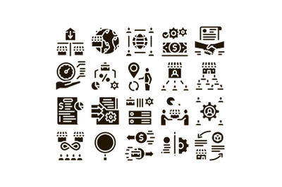 Outsource Management Glyph Set Vector