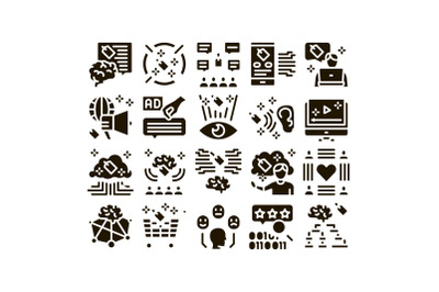 Neuromarketing Business Strategy Icons Set Vector