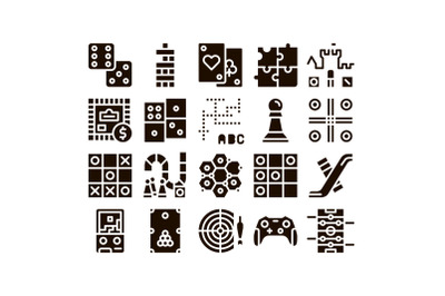 Interactive Kids Games Glyph Icons Set Vector