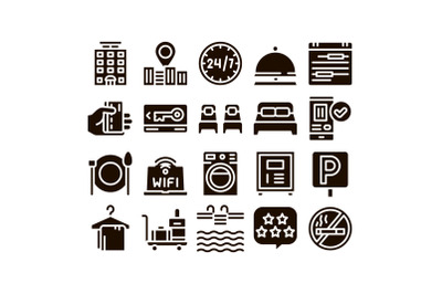 Hostel Elements Vector Sign Icons Set