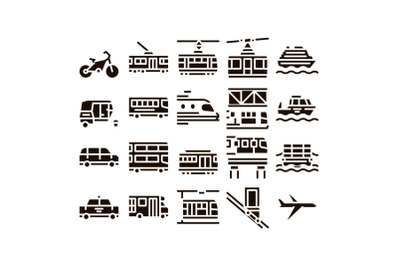 Public Transport Vector Line Icons Set