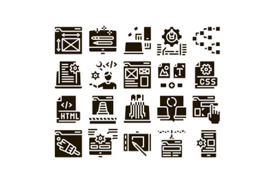 Front End Development Glyph Set Vector