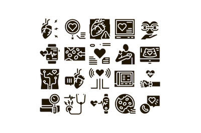 Hypertension Disease Glyph Set Vector