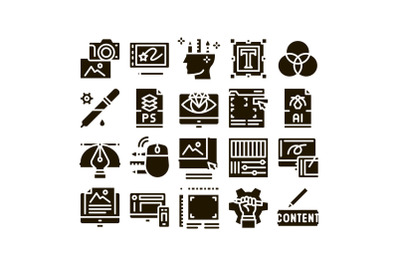 Graphic Design And Creativity Icons Set Vector