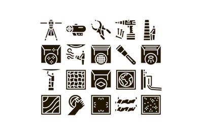 Stretch Ceiling Tile Glyph Set Vector