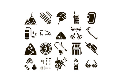 Alpinism Collection Elements Vector Icons Set