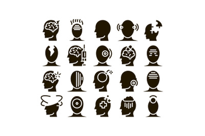 Headache Collection Elements Vector Icons Set