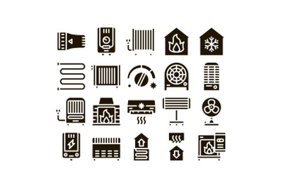 Heating And Cooling Collection Vector Icons Set