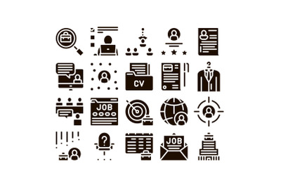 Job Hunting Collection Elements Vector Icons Set