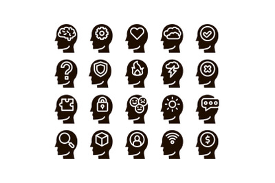 Mind Collection Elements Signs Vector Icons Set