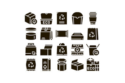 Packaging Collection Elements Vector Icons Set