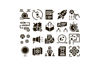 Scrum Agile Collection Elements Vector Icons Set