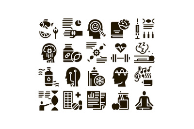 Biohacking Collection Elements Icons Set Vector