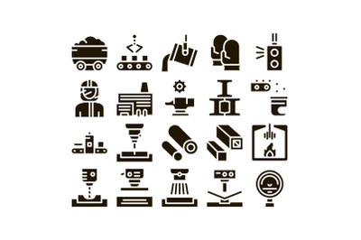 Metallurgical Collection Elements Icons Set Vector