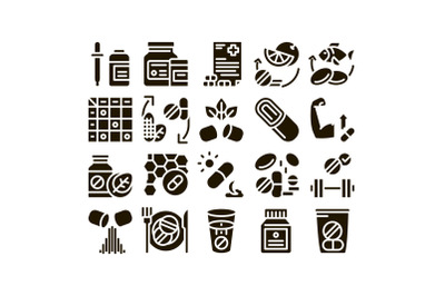 Supplements Collection Elements Icons Set Vector