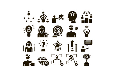 Human Talent Collection Elements Icons Set Vector