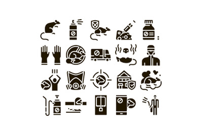 Rat Protect Collection Elements Icons Set Vector