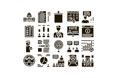 Voting And Election Glyph Set Vector