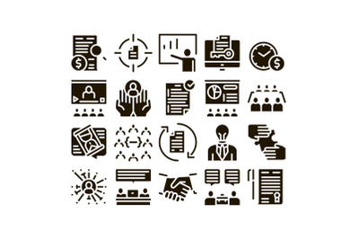 Contract Collection Elements Icons Set Vector