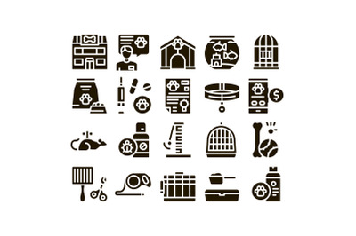 Pet Shop Collection Elements Icons Set Vector