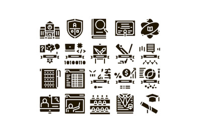 Academy Educational Glyph Set Vector