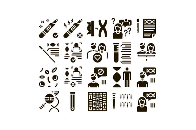 Paternity Test Dna Glyph Set Vector