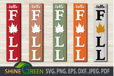 Hello Fall SVG Cut File for Vertical Porch Sign
