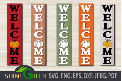 Fall Porch Sign SVG Cut File - Welcome, Pumpkin, SVG, DXF, PNG