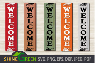 Welcome Fall Porch Sign SVG Cut File with Pumpkin DXF EPS PNG