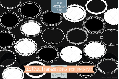 White Oval Frames | Hand Drawn Border &amp; Decorative Label