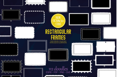 White Rectangular Frames | Hand Drawn Oblong Border &amp; Decorative Label