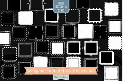 White Square Frames | Hand Drawn Border &amp; Decorative Label