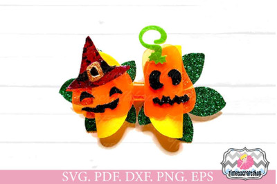 Jack O Lantern Bow, Halloween Pumpkin Bow, Witch Pumpkin Bow