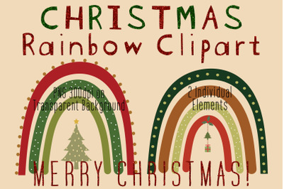 Christmas Clipart, Christmas Rainbow boho, Baby Christmas, PNG