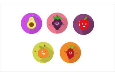 Cute Fruit Cartoon Vector Bundle