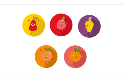 Cute Fruit Cartoon Vector Bundle